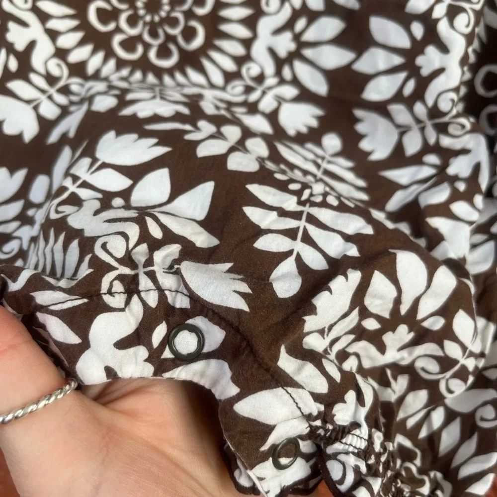 Carter's Brown Floral Baby Girl Sleeveless Summer Romper Size 12 Months Natural